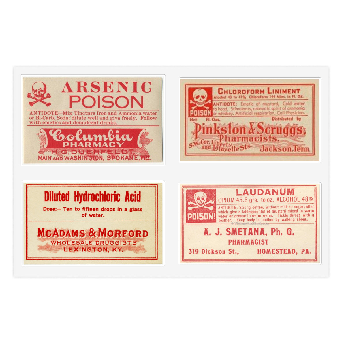 Old Timey Medicine and Poison Labels Sticker Sheets