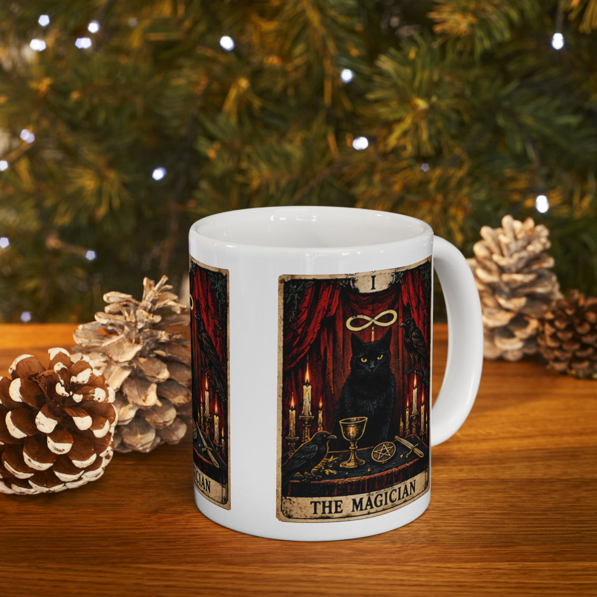Black Cat The Magician Tarot Mug | Occult Tarot Coffee Cup