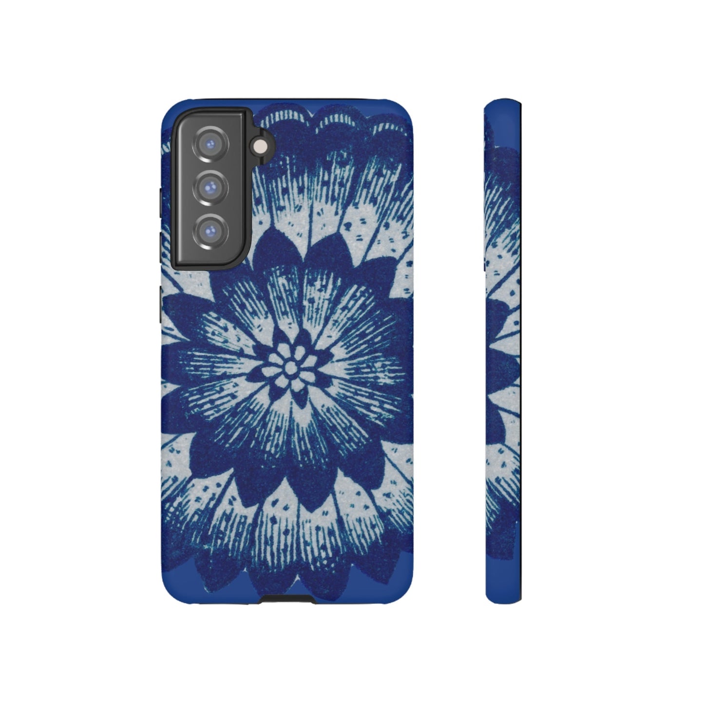 Phone Case-BLUE FLOWER | Tough-Samsung Galaxy S21 FE-Matte-PhoneCaseBoss-Phone-Best-Phone-Cases