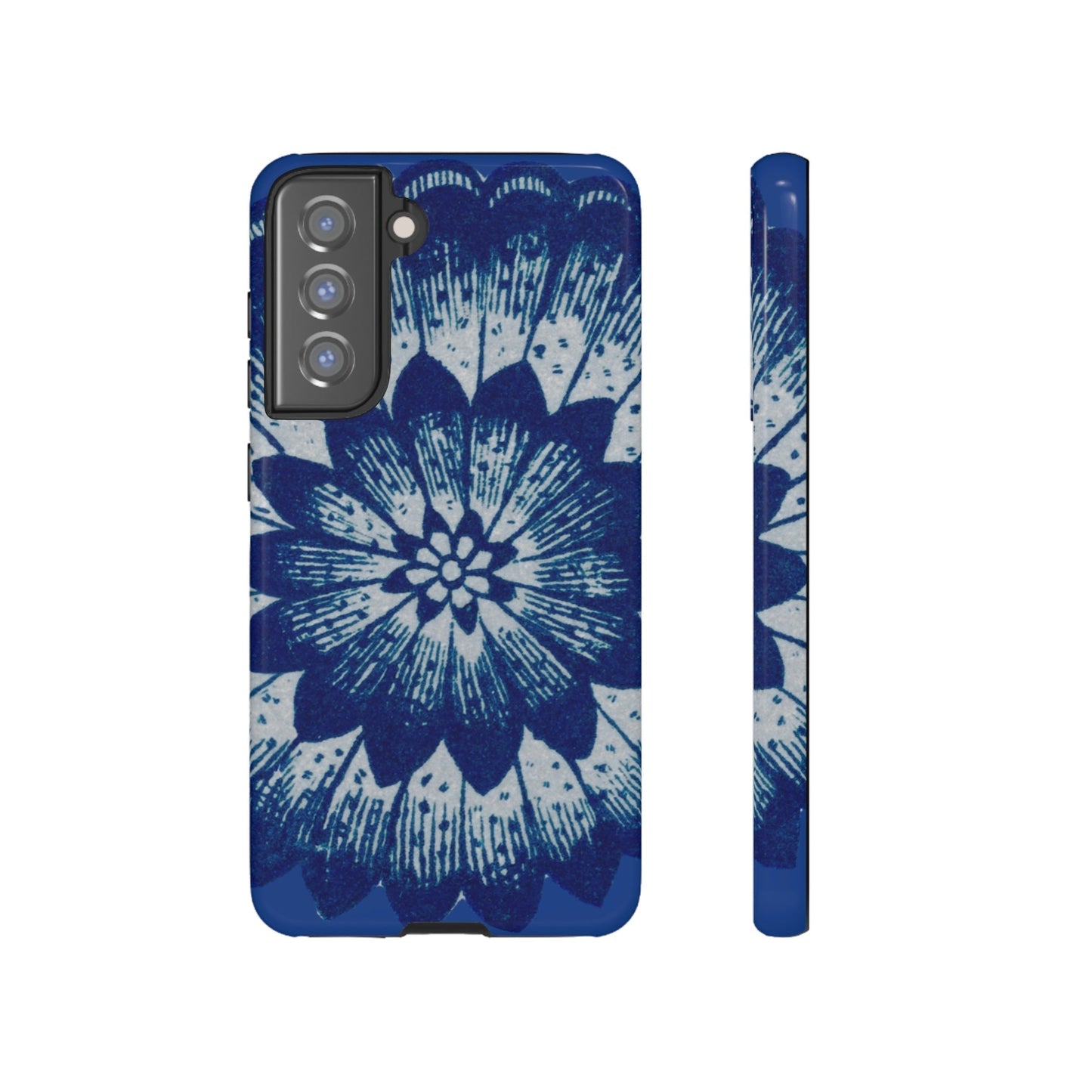 Phone Case-BLUE FLOWER | Tough-Samsung Galaxy S21 FE-Glossy-PhoneCaseBoss-Phone-Best-Phone-Cases