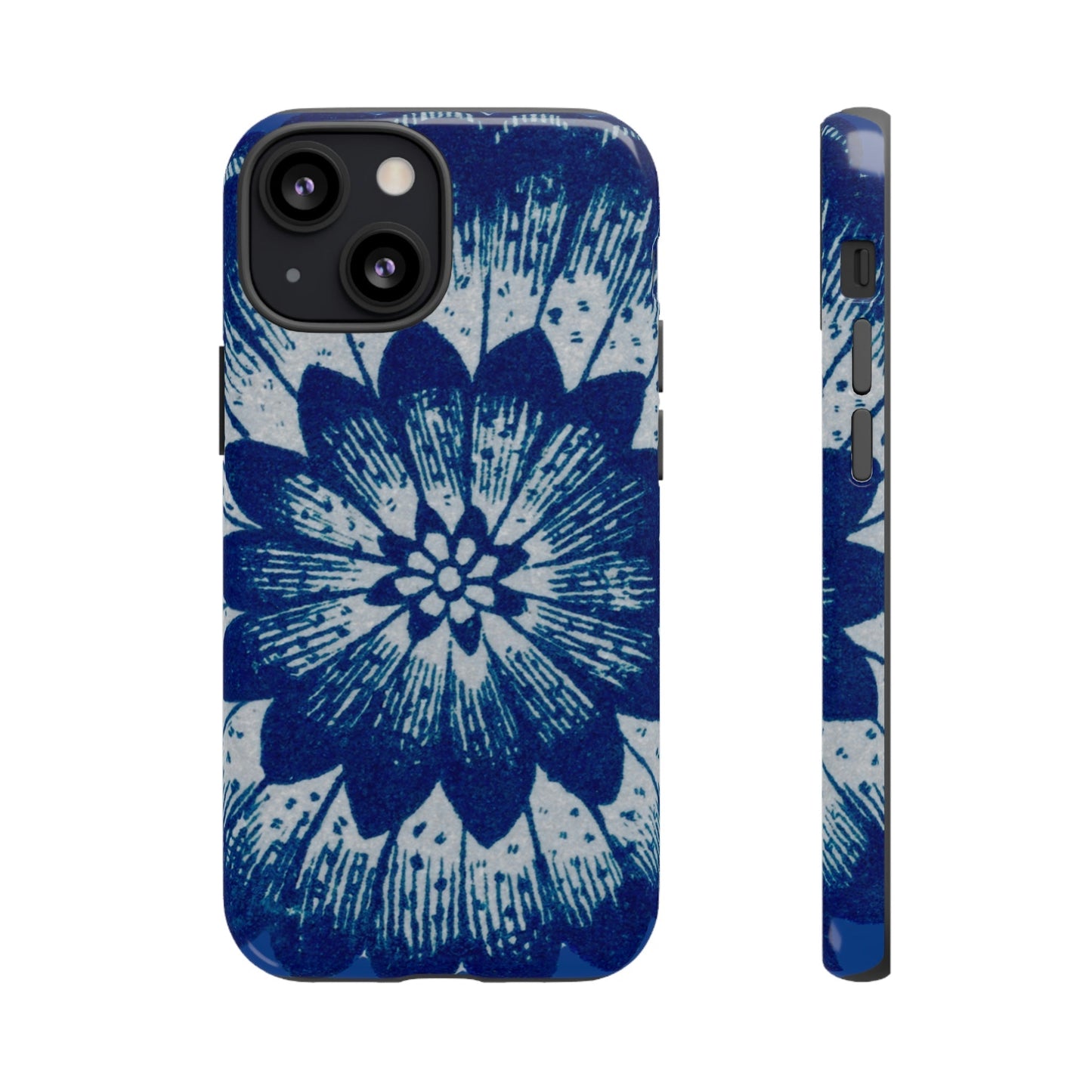 Phone Case-BLUE FLOWER | Tough-iPhone 13 Mini-Glossy-PhoneCaseBoss-Phone-Best-Phone-Cases