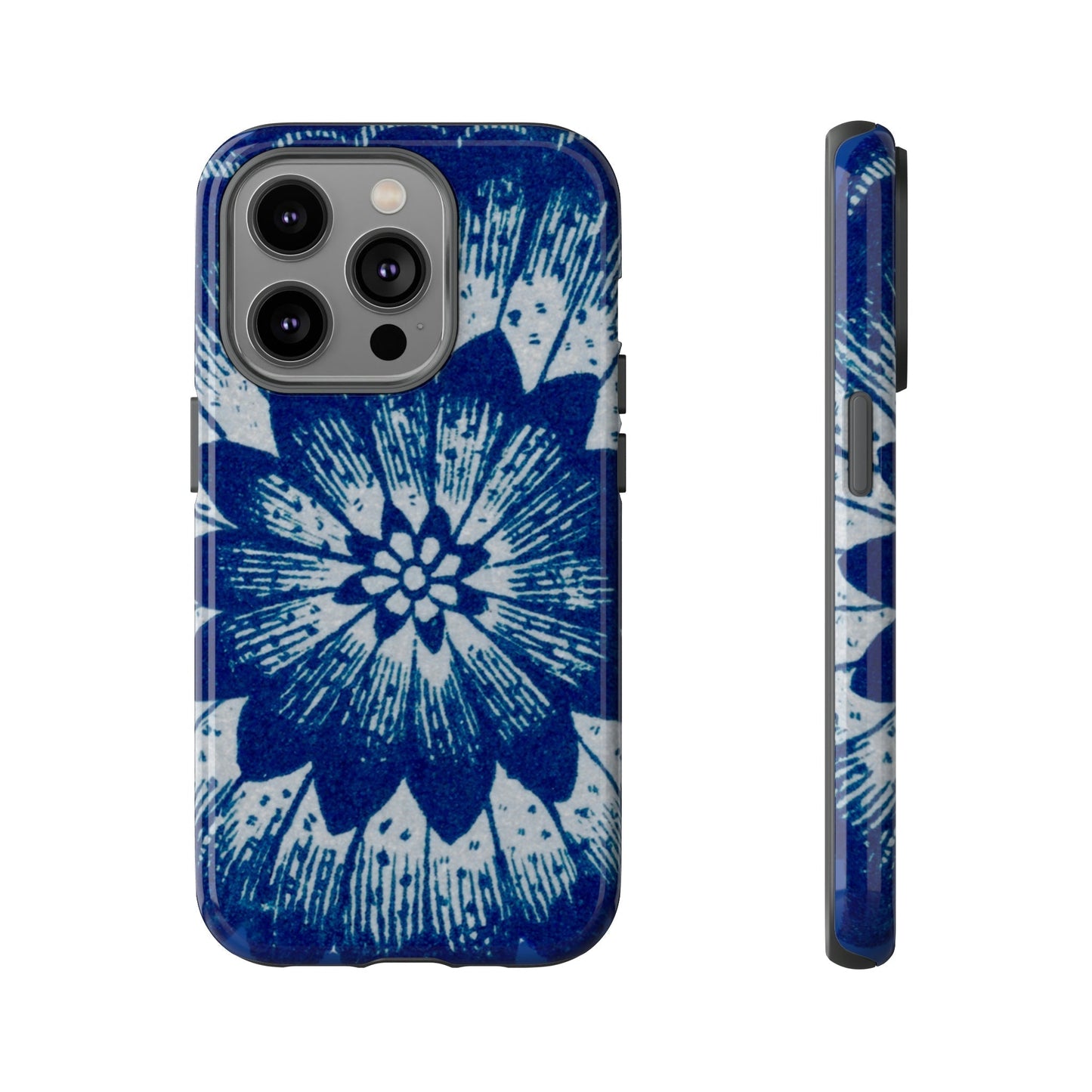 Phone Case-BLUE FLOWER | Tough-iPhone 14 Pro-Glossy-PhoneCaseBoss-Phone-Best-Phone-Cases