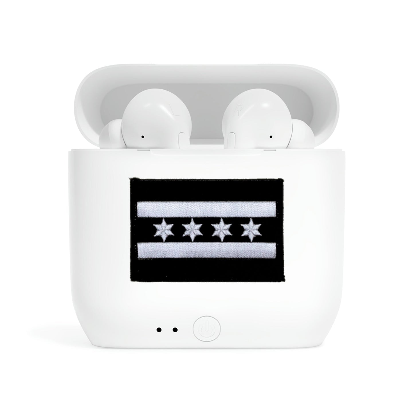 "Chicago Patch" Wireless Earbuds-Accessories-Best Phone Case Brands-Accessories, Black Chicago Flag, Chicago, Chicago Black Flag, Chicago PD, Chicago Police Flag, CPD, Ear Buds, Earbuds, Flags, iPhone, More, Phone accessory, Sublimation, Tech Accessories, Ukraine | White,One size,,7099633107037-Chicago-Patch-Wireless-Earbuds-Accessories-Accessories-Black-Chicago-Flag-Chicago-Chicago-Black-Flag-Chicago-PD-Chicago-Police-Flag-CPD-Ear-Buds-Earbuds-Flags-iPhone-More-Phone-access_5ebc3560-da50-440d-bd28-e9e62aa7
