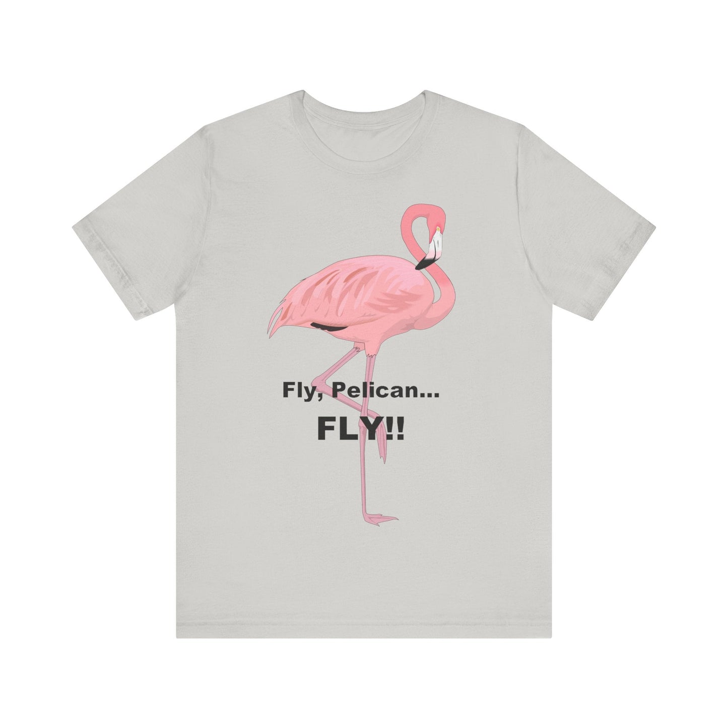 Fly Pelican, FLY! - Unisex Jersey Short Sleeve Tee-T-Shirt-Printify-Silver-S-Crew neck, DTG, Men's Clothing, Regular fit, T-shirts, Unisex, Women's Clothing-PhoneCaseBoss.com