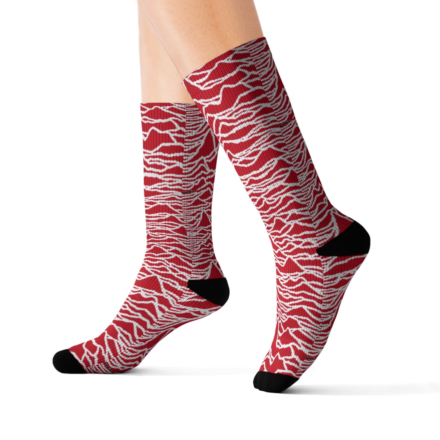 Unknown Pleasures Sublimation Socks - Red Joy Division Socks