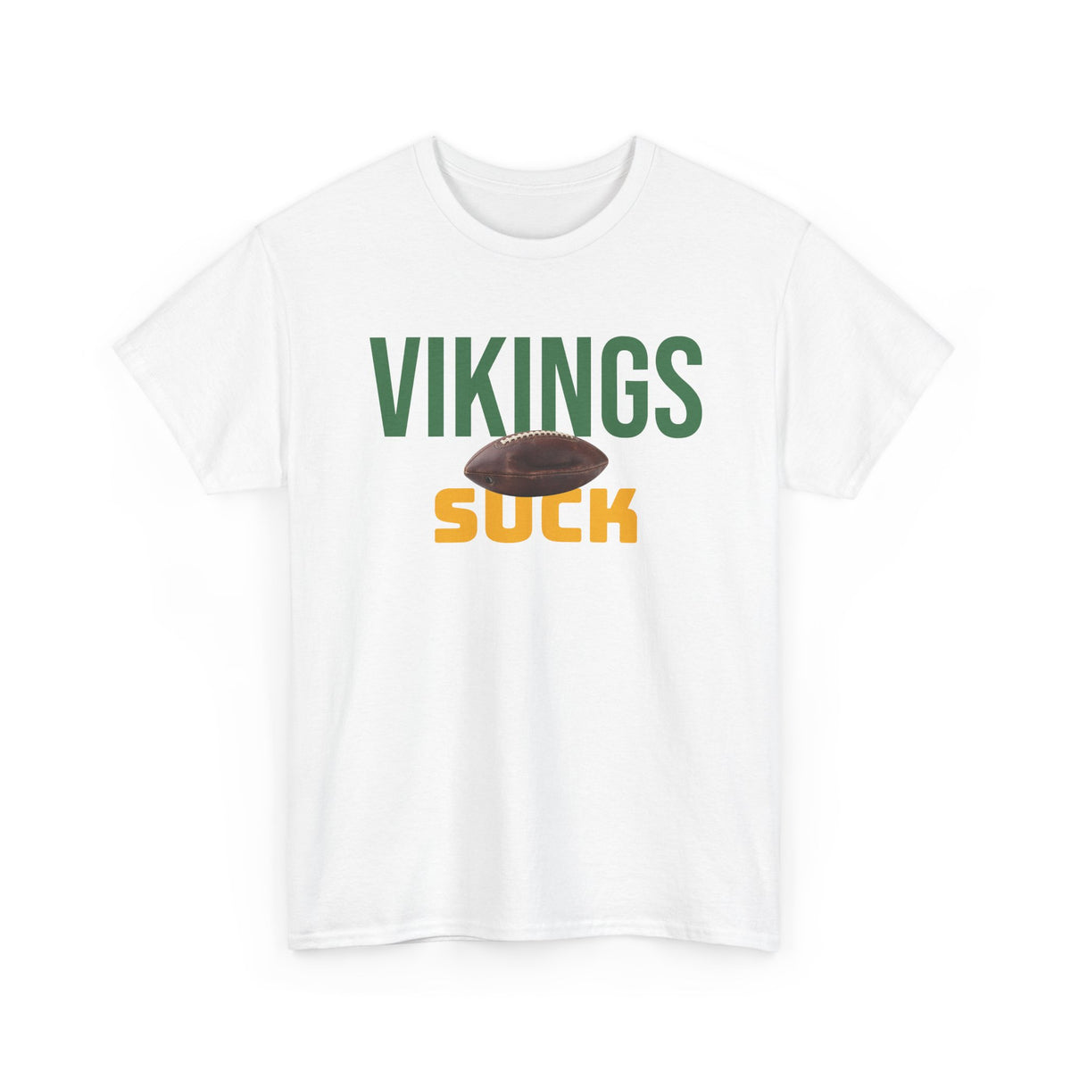 Vikings Suck Football T-Shirt in Green Bay Colors - 5 varieties