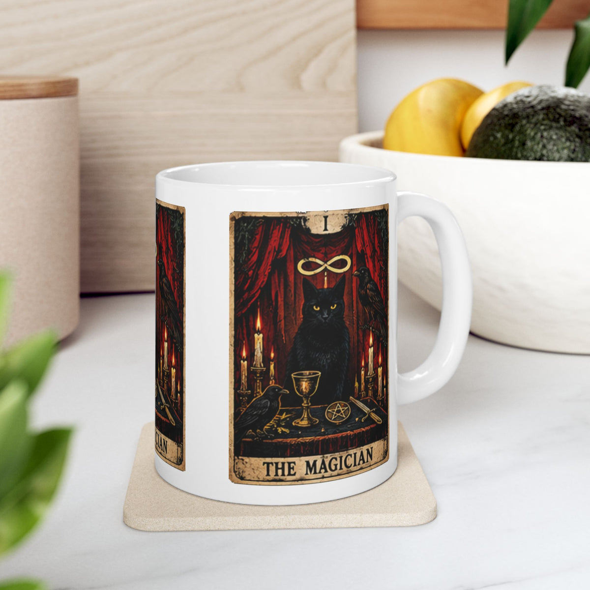 Black Cat The Magician Tarot Mug | Occult Tarot Coffee Cup