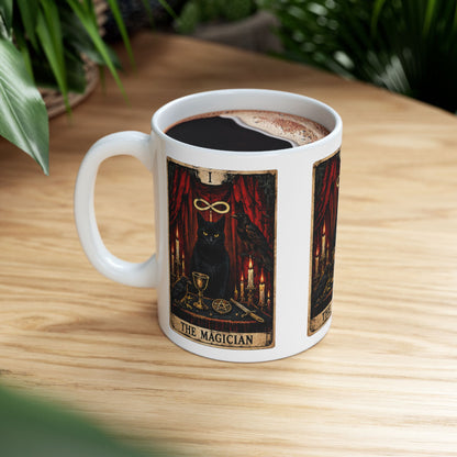Black Cat The Magician Tarot Mug | Occult Tarot Coffee Cup