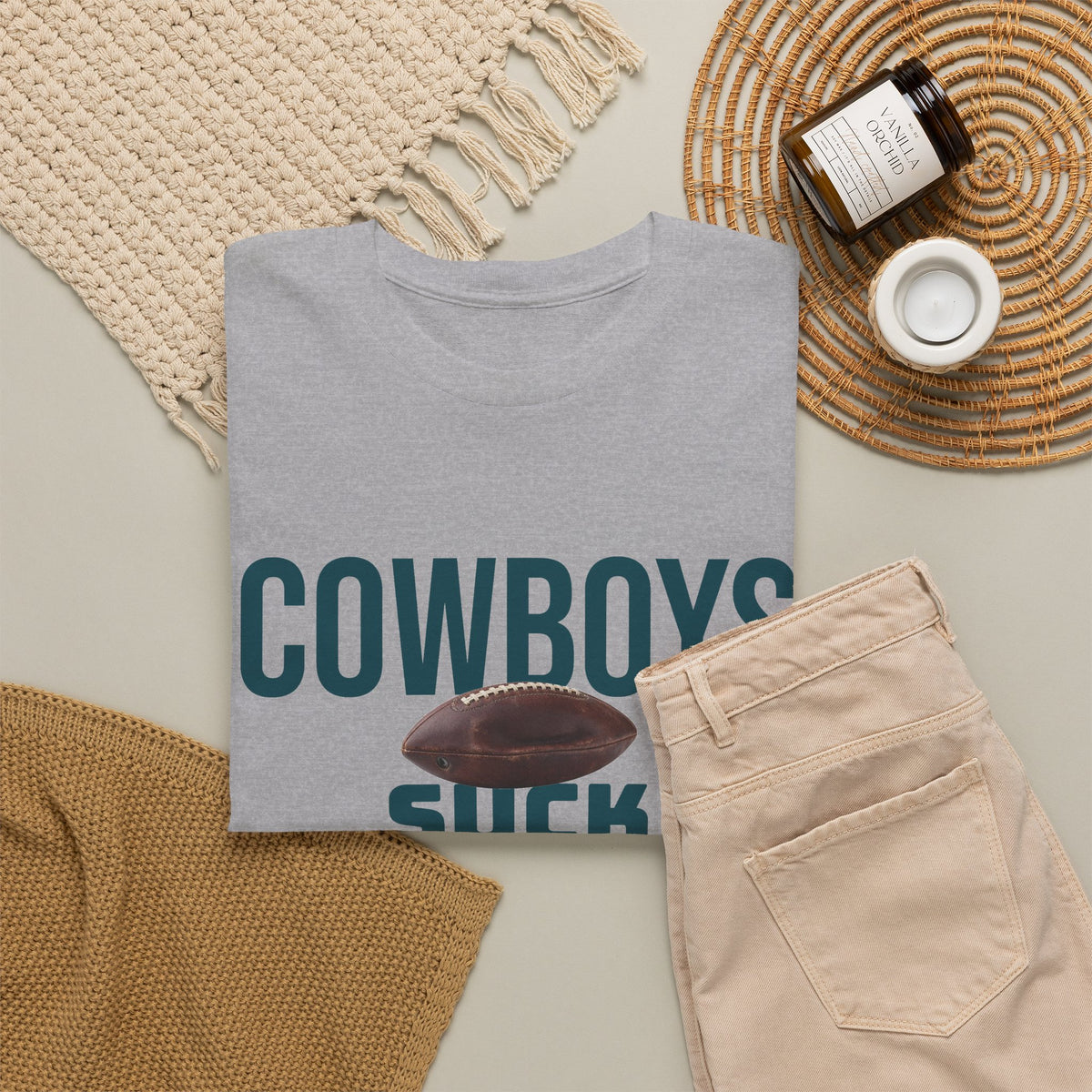 Cowboys Suck Football T-Shirt in Philly Colors