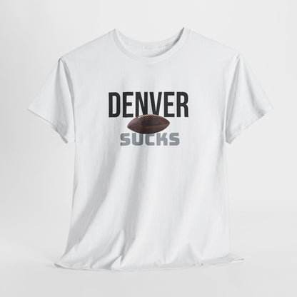 Denver Sucks Football T-Shirt in Raider Colors