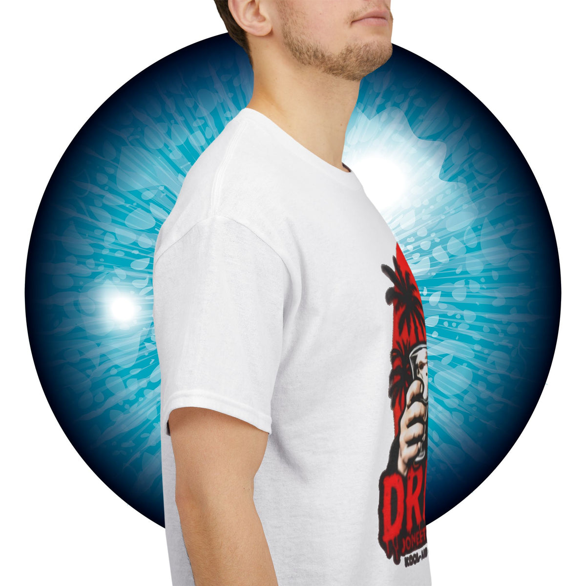 Drink Up Jonestown Priest Tee | Retro Palm Cocktail Graphic T-Shirt