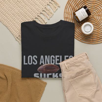 Los Angeles Sucks Football T-Shirt in Raider Colors
