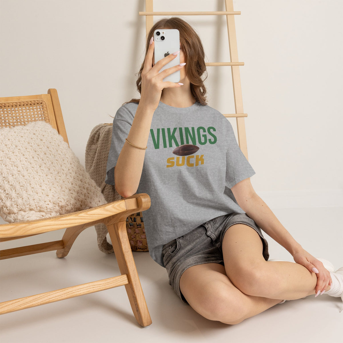 Vikings Suck Football T-Shirt in Green Bay Colors - 5 varieties