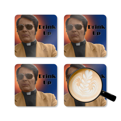 Drink Up Corkwood Coaster Set - Cult Leader "Juice" Coasters Funny Cult Leader Gifts