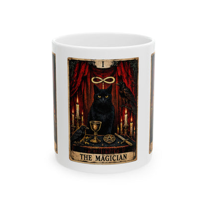 Black Cat The Magician Tarot Mug | Occult Tarot Coffee Cup