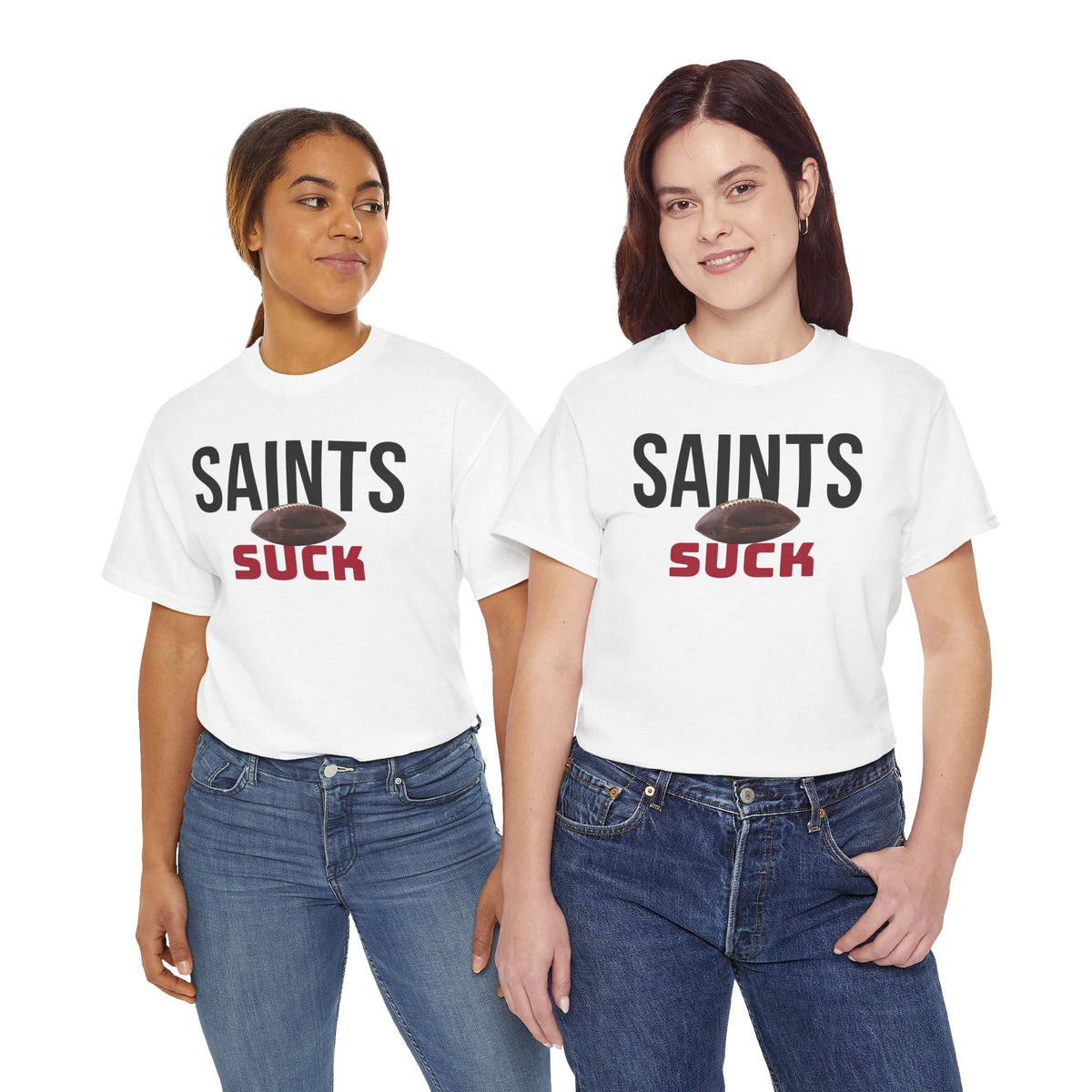 Saints Suck Football T-Shirt in Atlanta Colors - 4 varieties