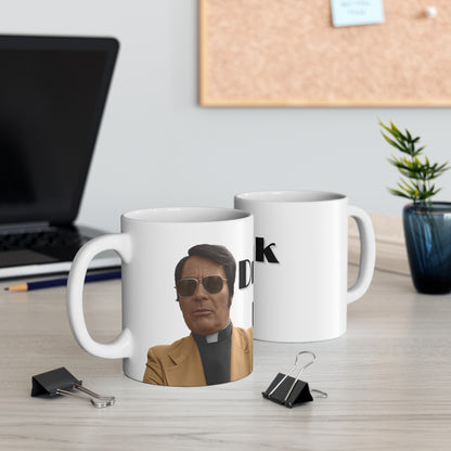 Drink Up Mug | Retro Jim Jones Priest Illustration, Funny Coffee Cup