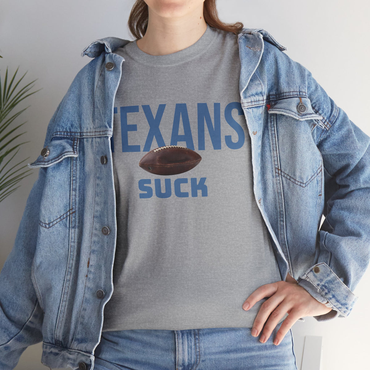 Texans Suck Football T-Shirt in Tennessee Colors