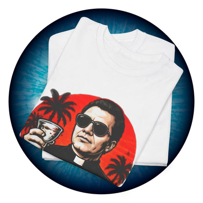 Drink Up Jonestown Priest Tee | Retro Palm Cocktail Graphic T-Shirt