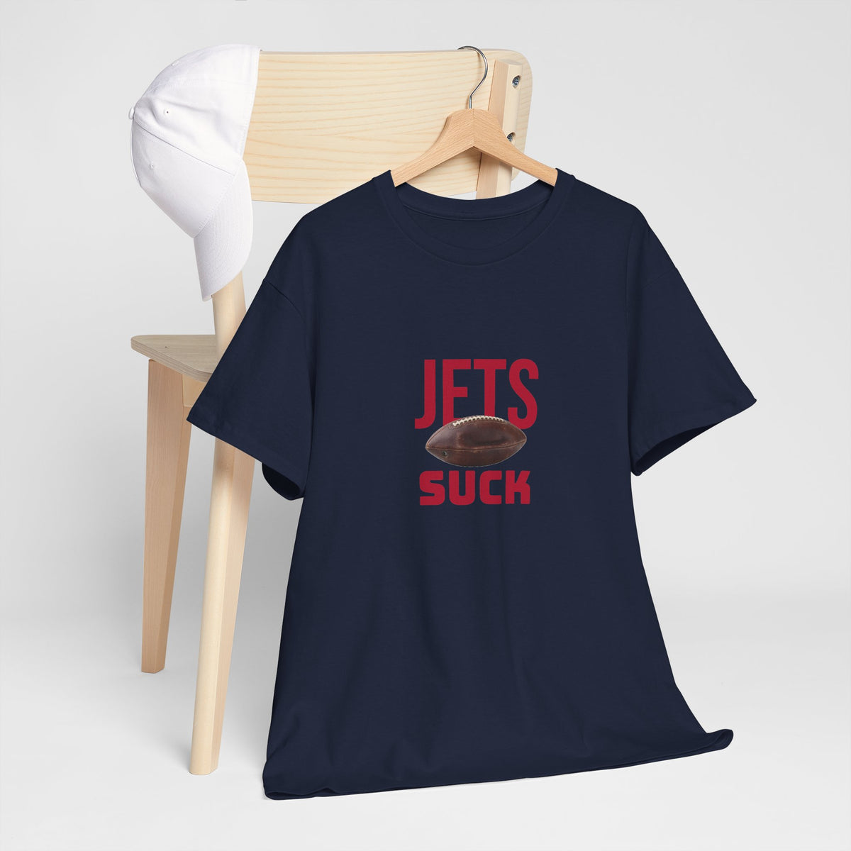 Jets Suck Graphic T-Shirt in New England Football Colors