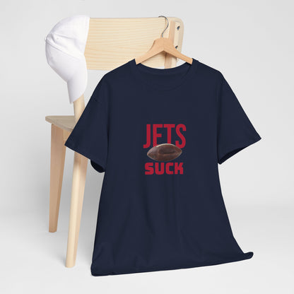 Jets Suck Graphic T-Shirt in New England Football Colors