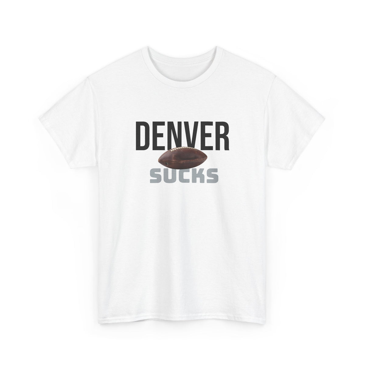 Denver Sucks Football T-Shirt in Raider Colors