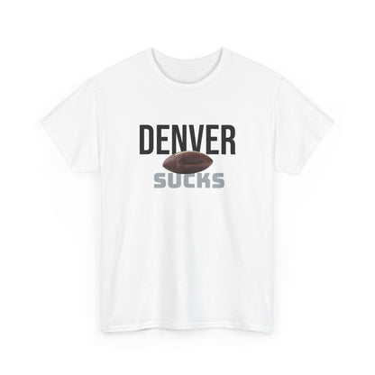 Denver Sucks Football T-Shirt in Raider Colors