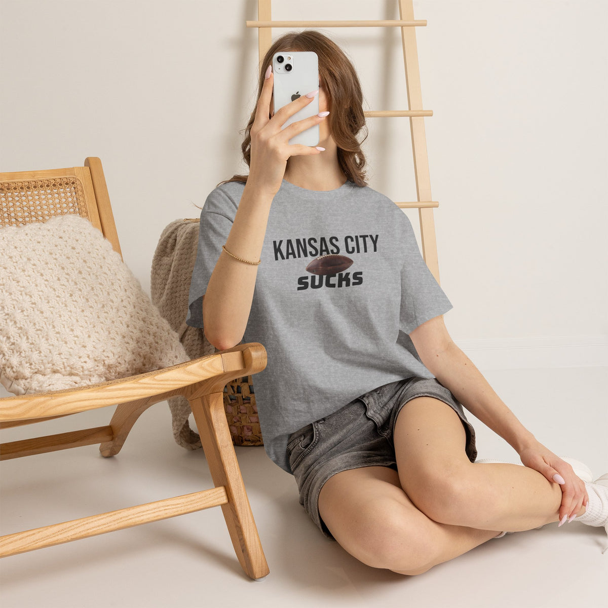 Kansas City Sucks Football T-Shirt in Raider Colors