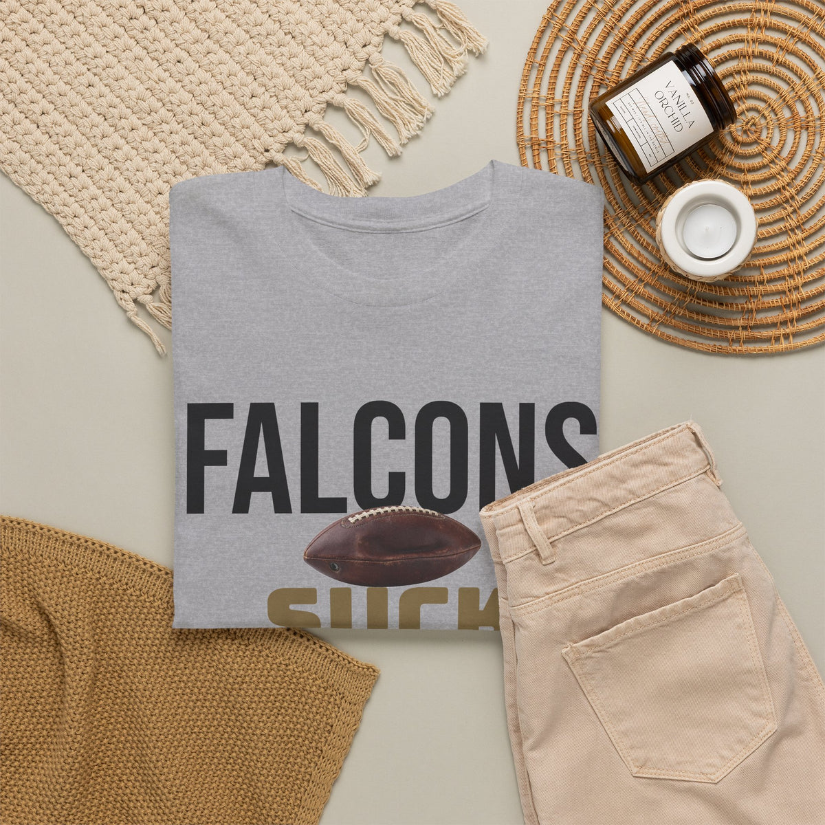 Falcons Suck Football T-Shirt in New Orleans Colors - 3 Varieties