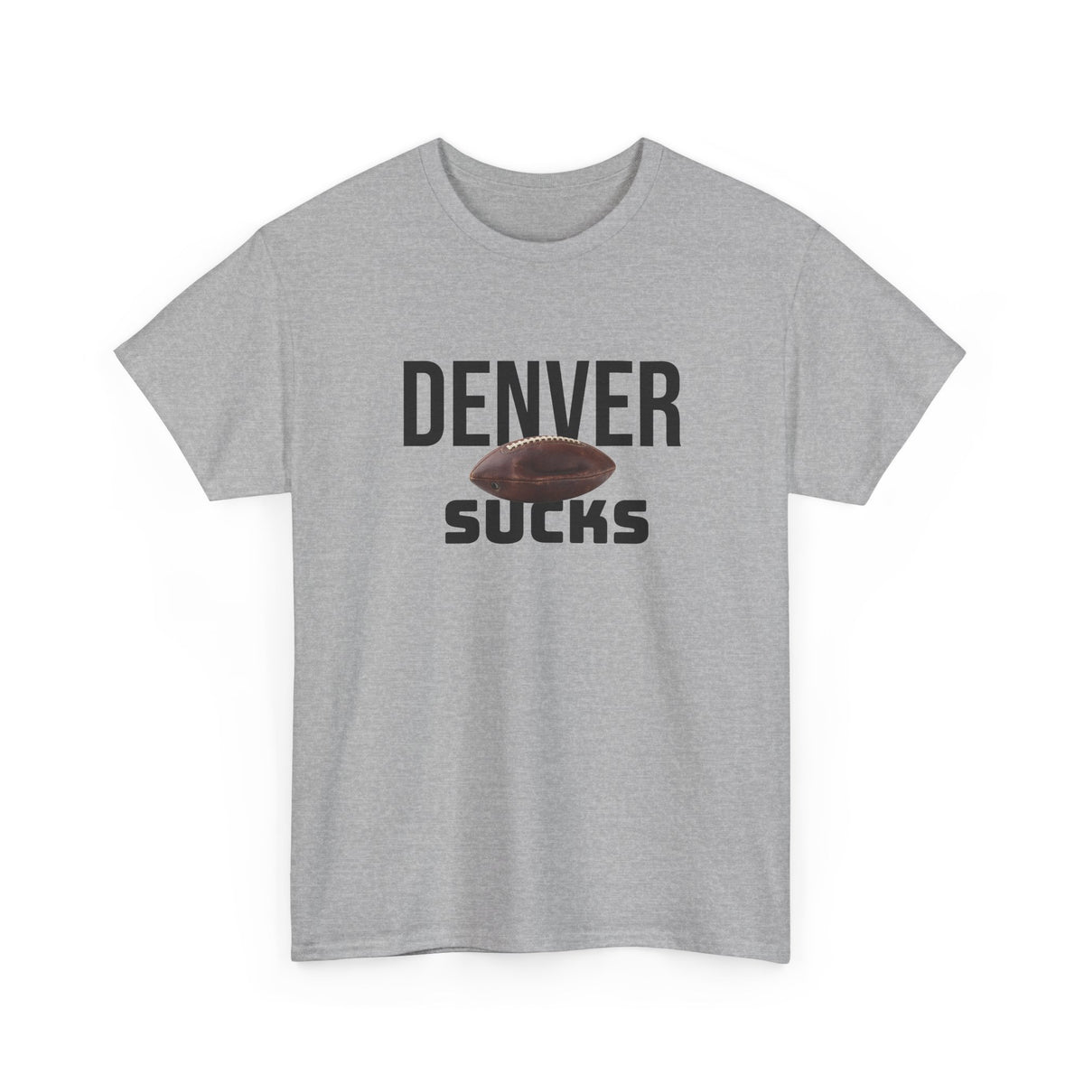 Denver Sucks Football T-Shirt in Raider Colors