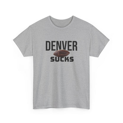 Denver Sucks Football T-Shirt in Raider Colors