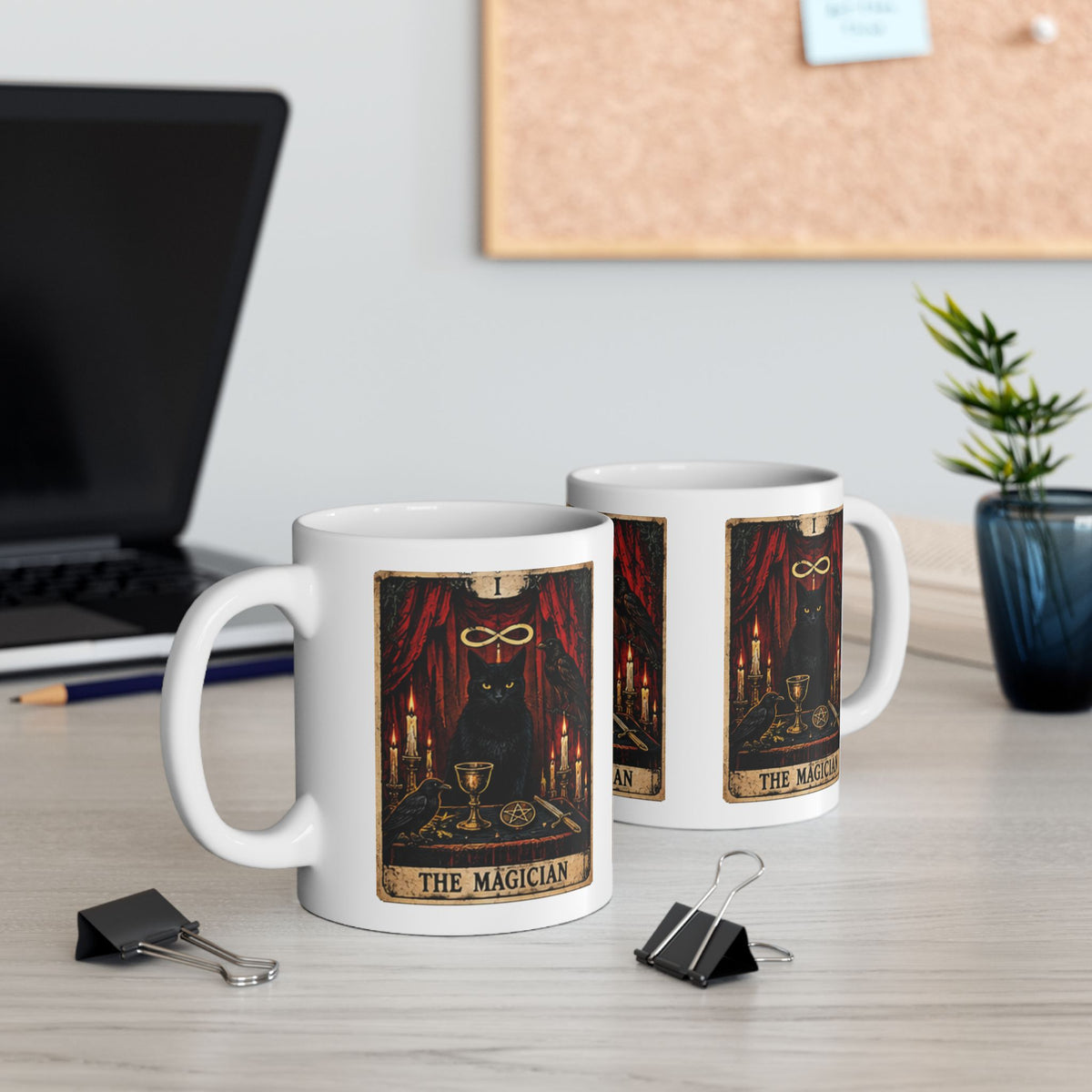 Black Cat The Magician Tarot Mug | Occult Tarot Coffee Cup