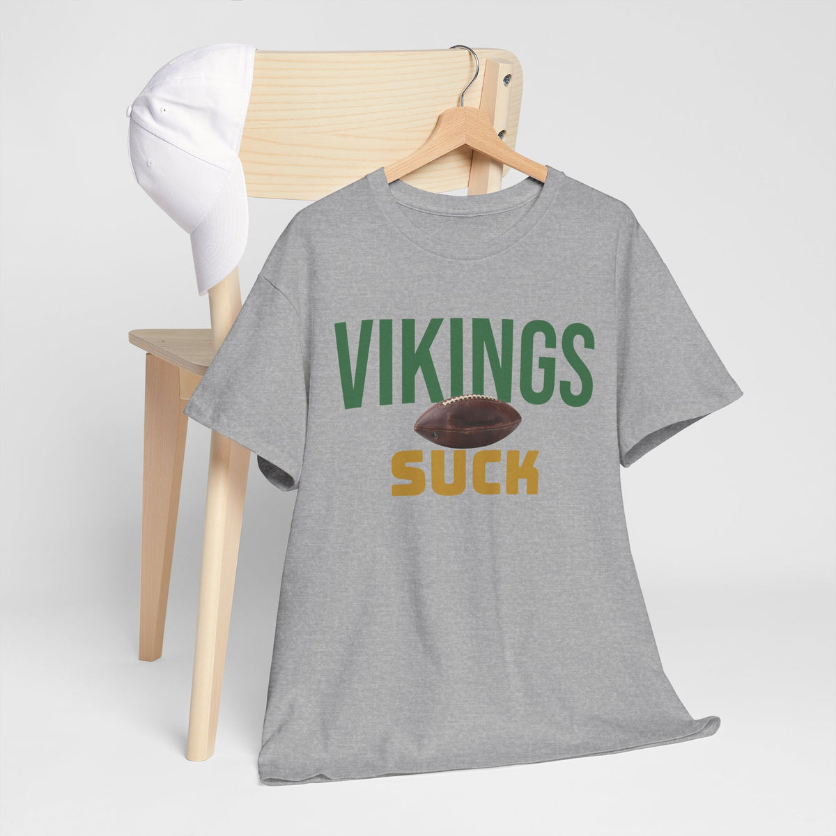 Vikings Suck Football T-Shirt in Green Bay Colors - 5 varieties