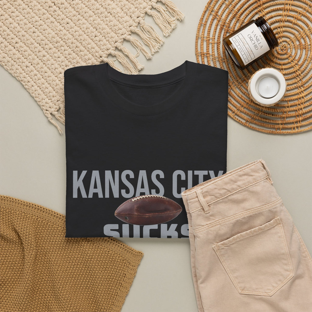 Kansas City Sucks Football T-Shirt in Raider Colors