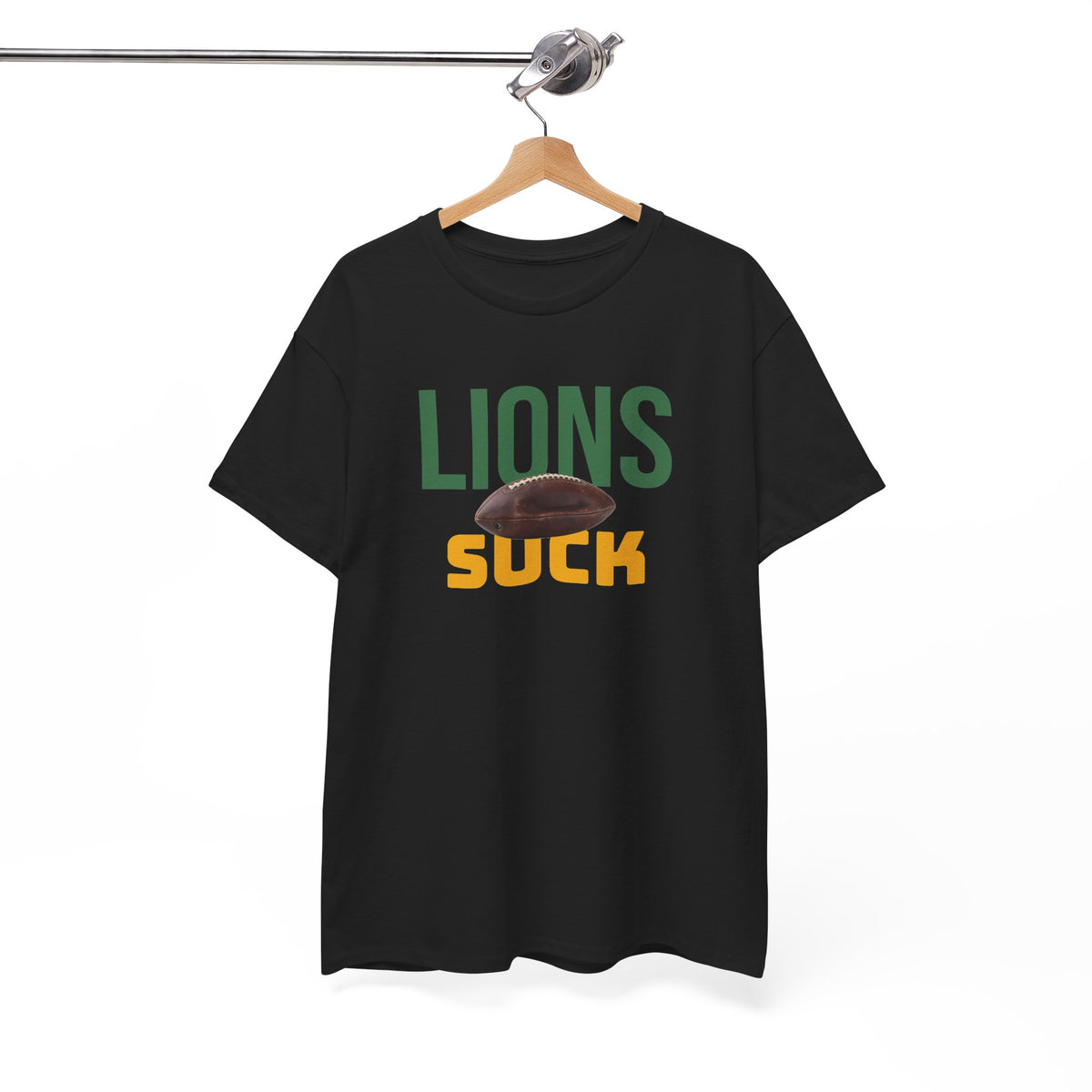 Lions Suck Football T-Shirt in Green Bay Colors - 5 varieties