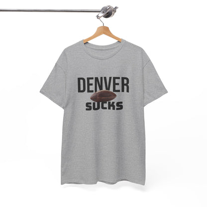 Denver Sucks Football T-Shirt in Raider Colors