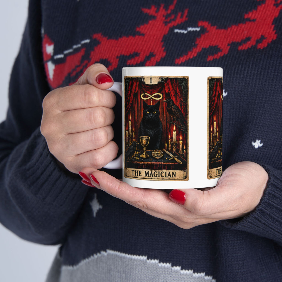 Black Cat The Magician Tarot Mug | Occult Tarot Coffee Cup