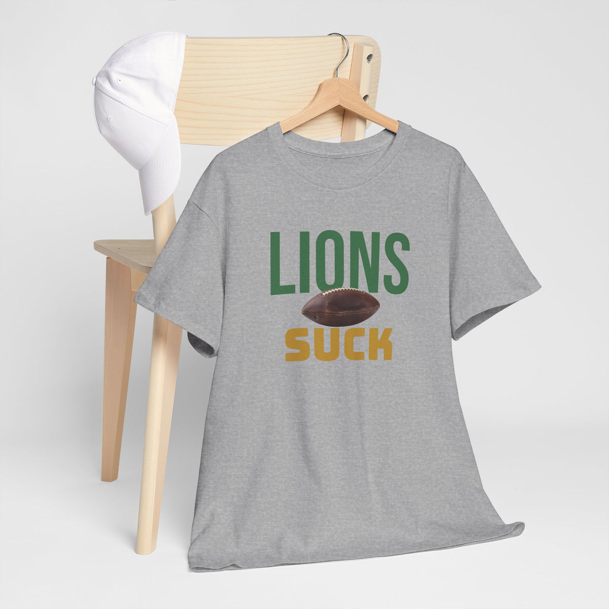 Lions Suck Football T-Shirt in Green Bay Colors - 5 varieties