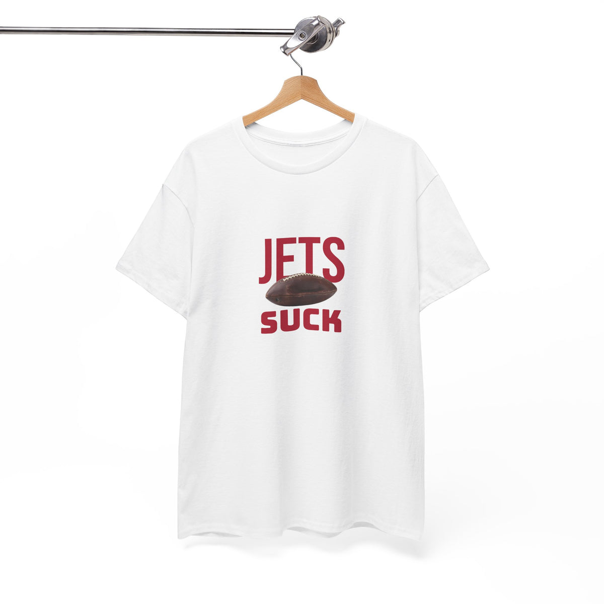 Jets Suck Graphic T-Shirt in New England Football Colors