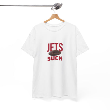 Jets Suck Graphic T-Shirt in New England Football Colors