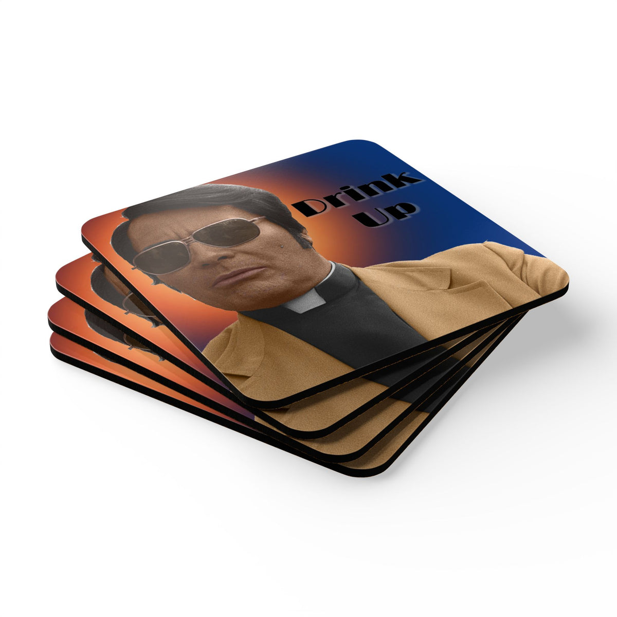 Drink Up Corkwood Coaster Set - Cult Leader "Juice" Coasters Funny Cult Leader Gifts