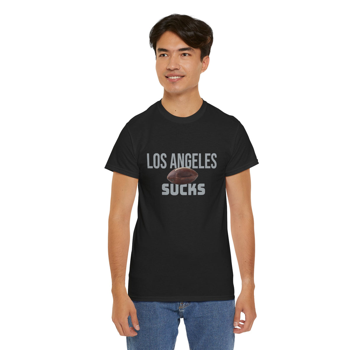 Los Angeles Sucks Football T-Shirt in Raider Colors
