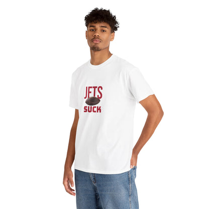 Jets Suck Graphic T-Shirt in New England Football Colors