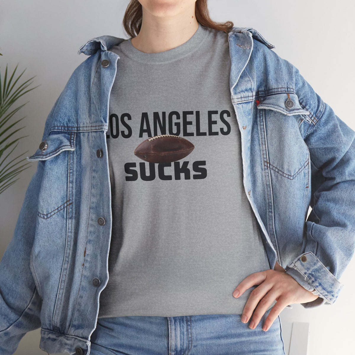 Los Angeles Sucks Football T-Shirt in Raider Colors