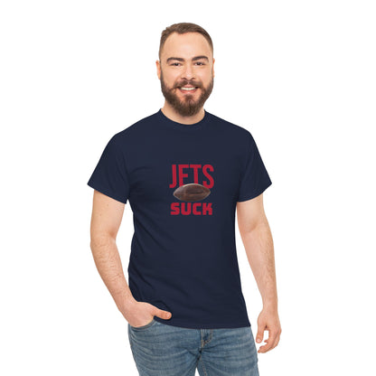 Jets Suck Graphic T-Shirt in New England Football Colors