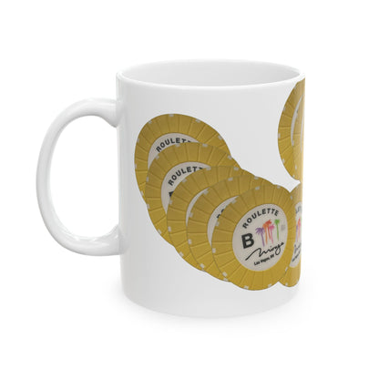 Roulette Chip Stack Table B  Mug | Vintage "Never Forget" (or your choice of text)  Las Vegas Casino Chip Coffee Cup