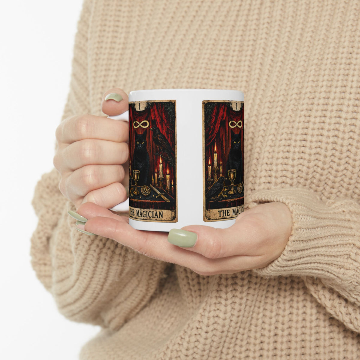 Black Cat The Magician Tarot Mug | Occult Tarot Coffee Cup