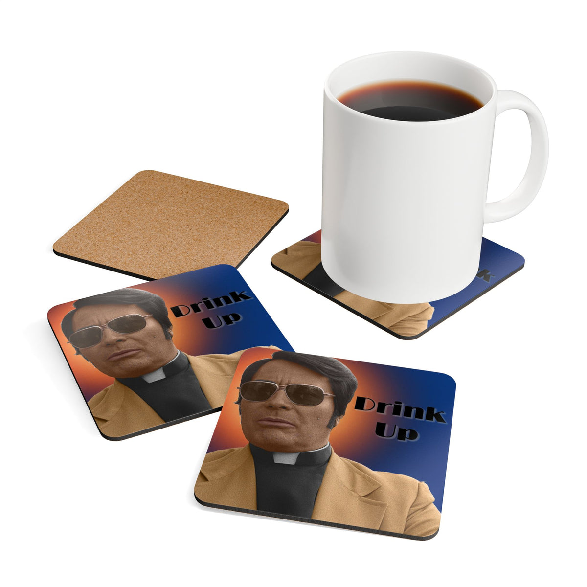 Drink Up Corkwood Coaster Set - Cult Leader "Juice" Coasters Funny Cult Leader Gifts