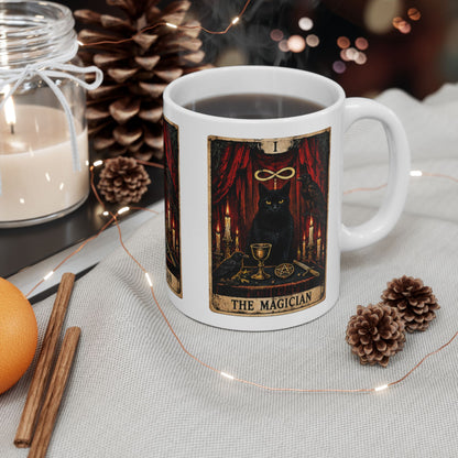 Black Cat The Magician Tarot Mug | Occult Tarot Coffee Cup