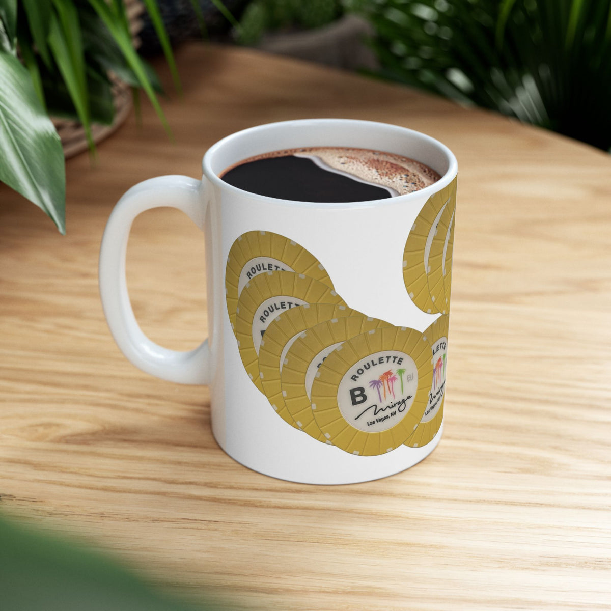 Roulette Chip Stack Table B  Mug | Vintage "Never Forget" (or your choice of text)  Las Vegas Casino Chip Coffee Cup